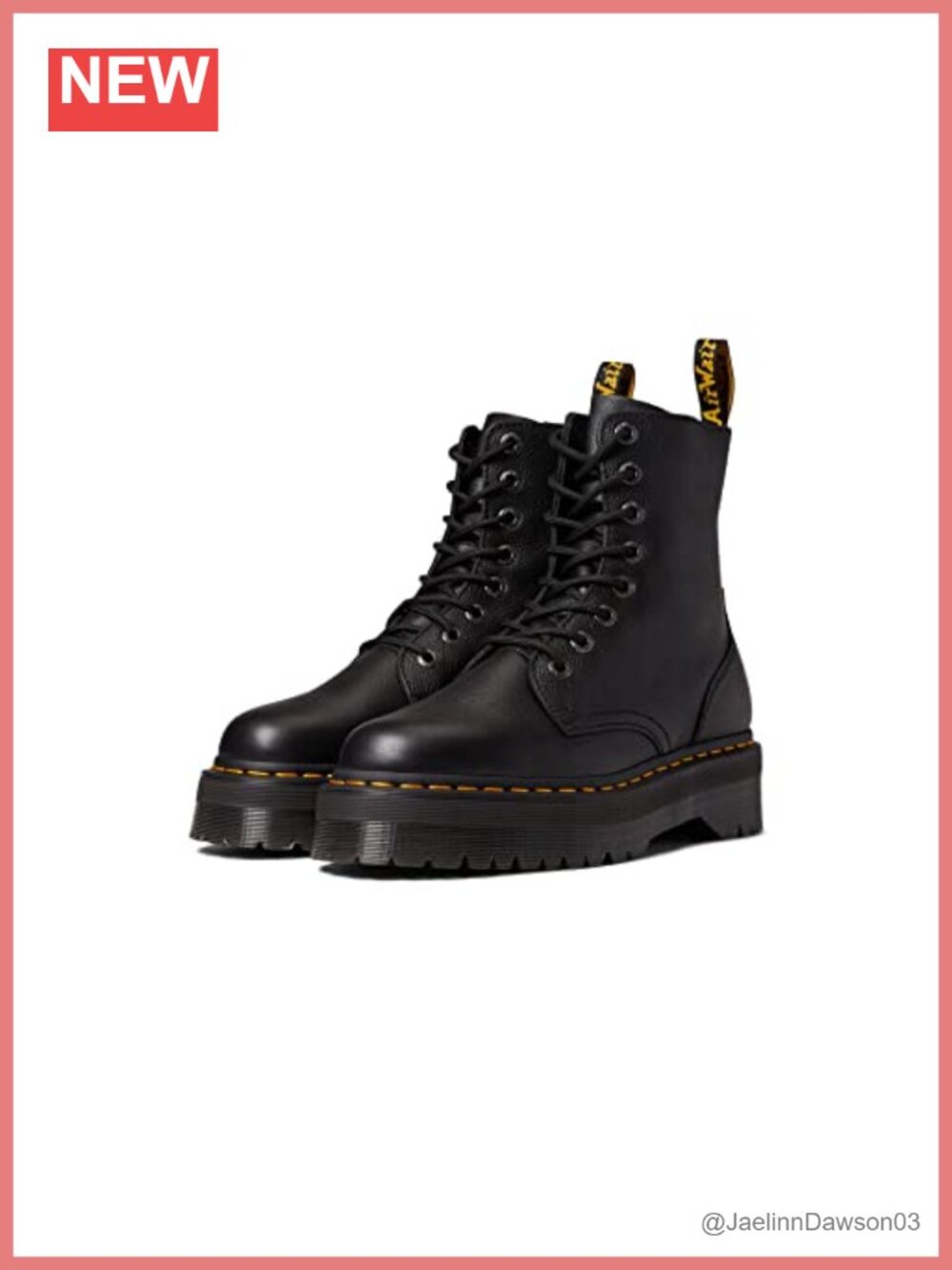 Leather Combat Boots with Chunky Platform Sole - Round Toe Lace-Up
